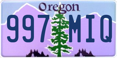 OR license plate 997MIQ