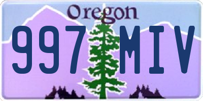 OR license plate 997MIV