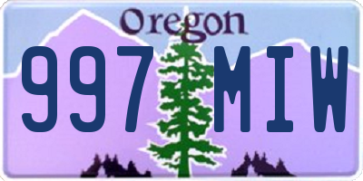 OR license plate 997MIW