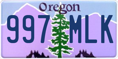 OR license plate 997MLK