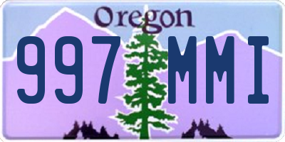 OR license plate 997MMI