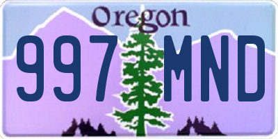 OR license plate 997MND