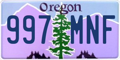 OR license plate 997MNF