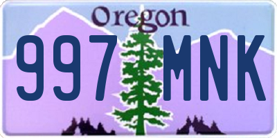 OR license plate 997MNK