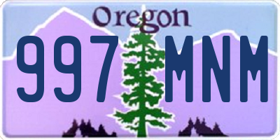 OR license plate 997MNM