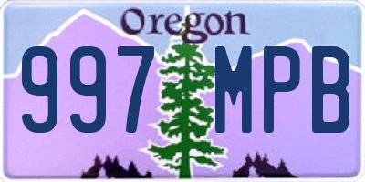 OR license plate 997MPB