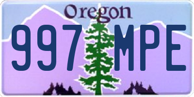 OR license plate 997MPE