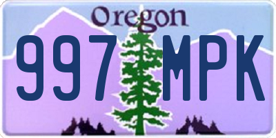 OR license plate 997MPK