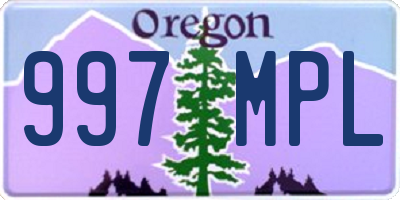 OR license plate 997MPL