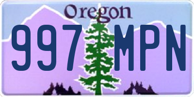 OR license plate 997MPN