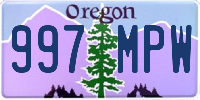 OR license plate 997MPW