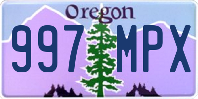 OR license plate 997MPX