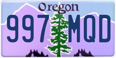 OR license plate 997MQD