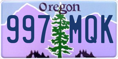 OR license plate 997MQK