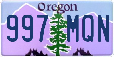 OR license plate 997MQN