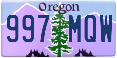 OR license plate 997MQW