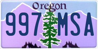 OR license plate 997MSA