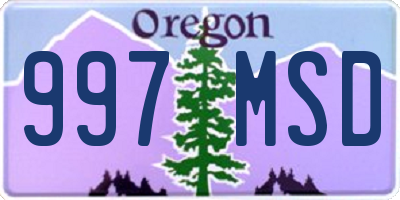 OR license plate 997MSD