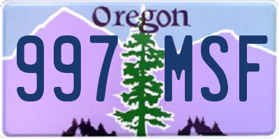 OR license plate 997MSF