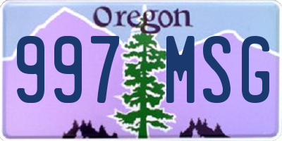 OR license plate 997MSG