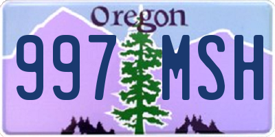 OR license plate 997MSH