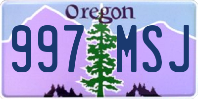 OR license plate 997MSJ