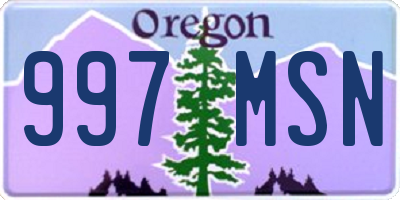 OR license plate 997MSN