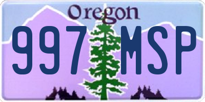 OR license plate 997MSP