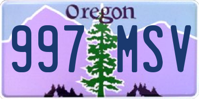 OR license plate 997MSV