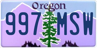 OR license plate 997MSW