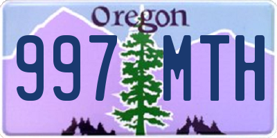 OR license plate 997MTH