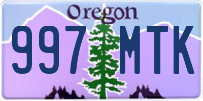 OR license plate 997MTK