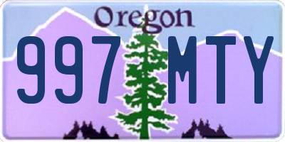 OR license plate 997MTY