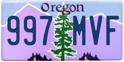 OR license plate 997MVF