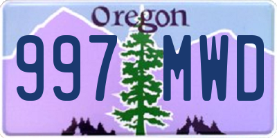 OR license plate 997MWD