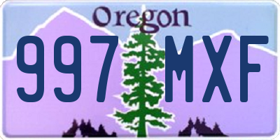 OR license plate 997MXF