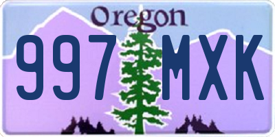 OR license plate 997MXK