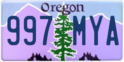 OR license plate 997MYA