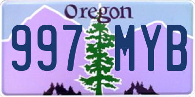 OR license plate 997MYB