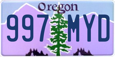 OR license plate 997MYD