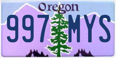 OR license plate 997MYS