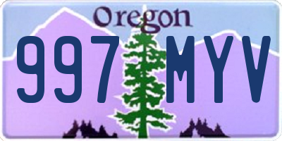 OR license plate 997MYV