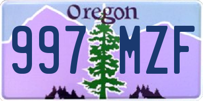 OR license plate 997MZF