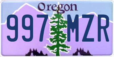 OR license plate 997MZR