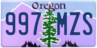 OR license plate 997MZS