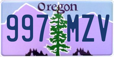 OR license plate 997MZV