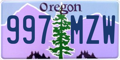 OR license plate 997MZW