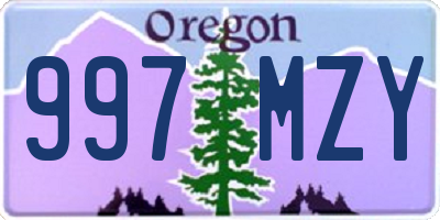 OR license plate 997MZY