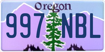 OR license plate 997NBL