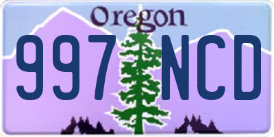 OR license plate 997NCD